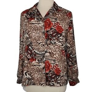 Allison Daley Brown Floral Long‎ Sleeve Top